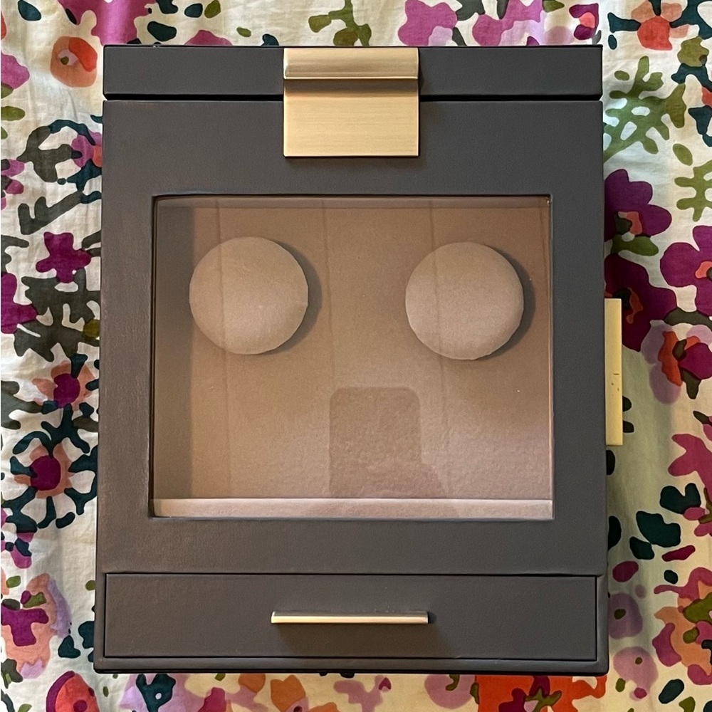Gray - blue Jewelry Box with Gold Accents